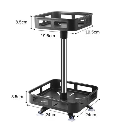 2 Tier Rotating Spice Rack Square Shape (Black)