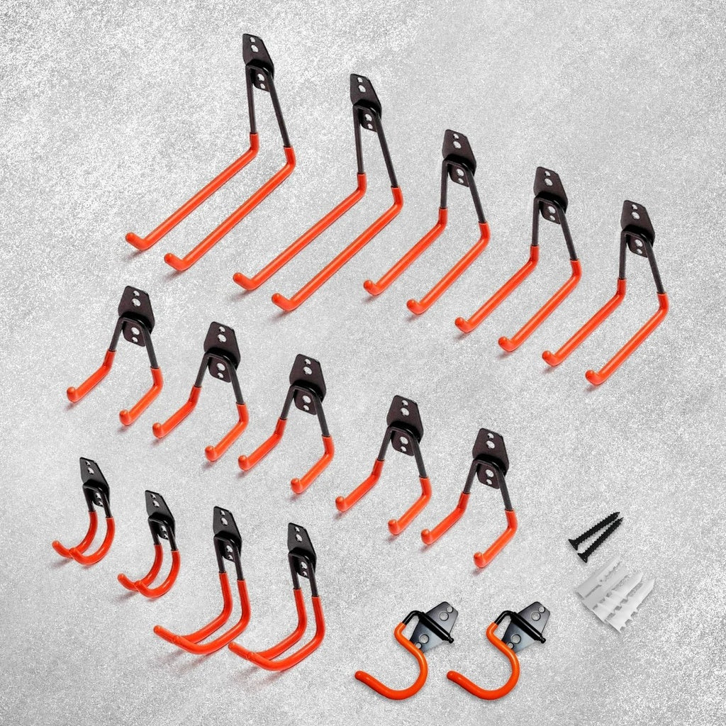 16 Pack Garage Hooks Heavy Duty (Orange)