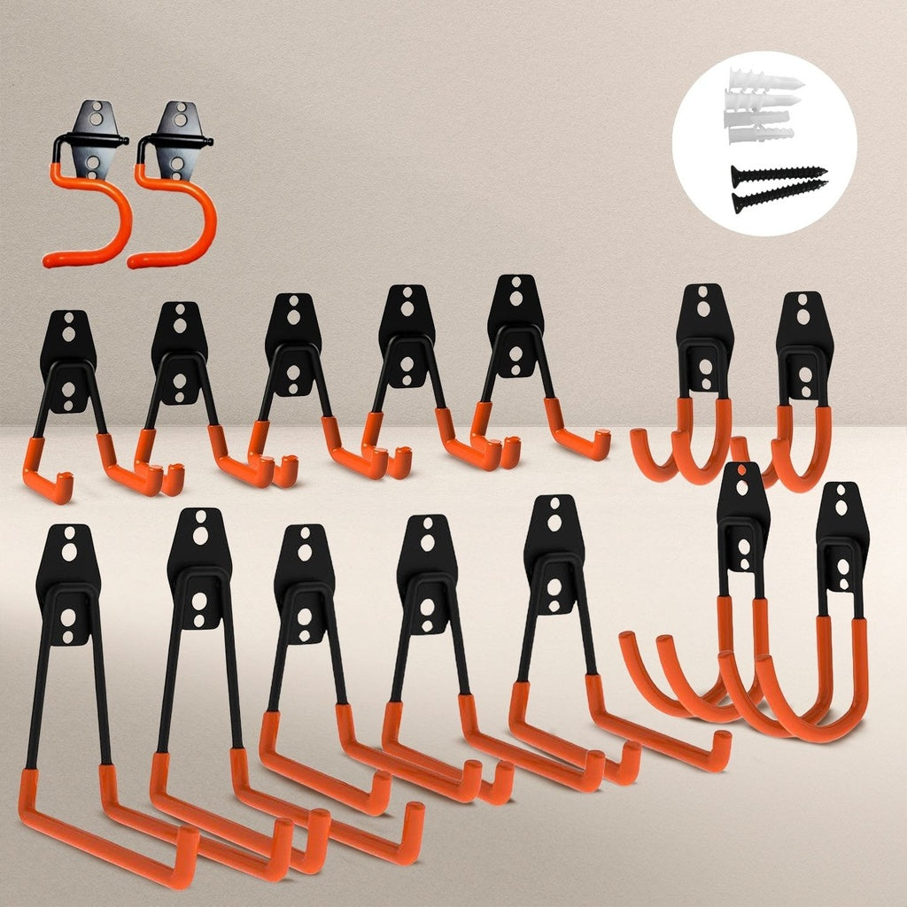 16 Pack Garage Hooks Heavy Duty (Orange)