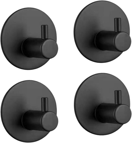 Round Stainless Steel Wall Hook 4pcs (Black)