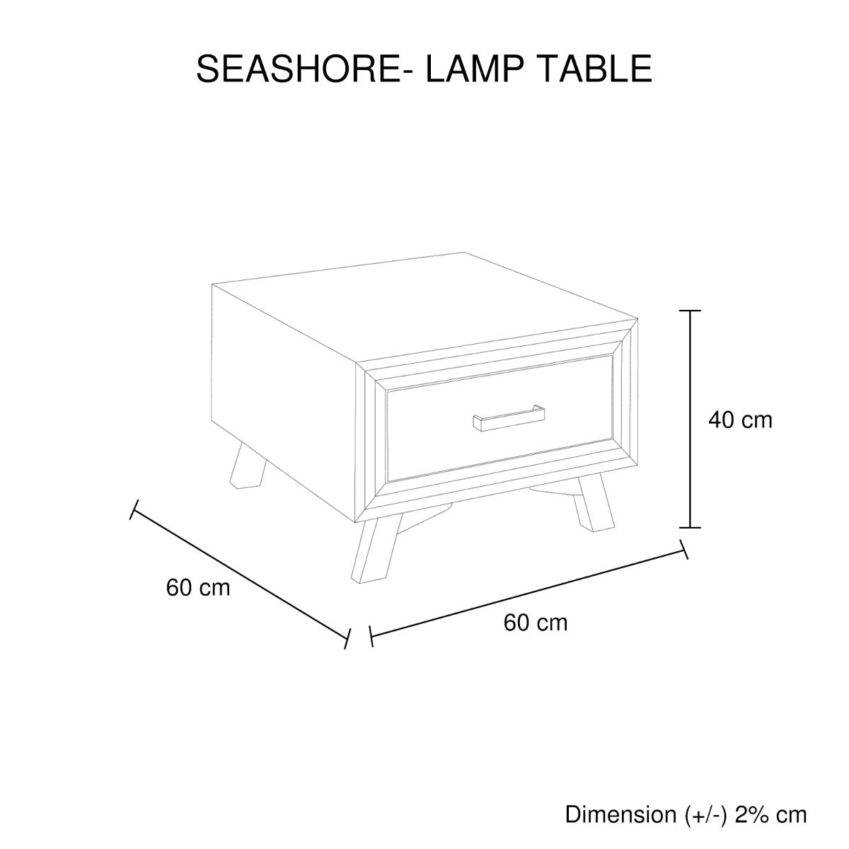 Lamp Table with 1 Storage Drawer Solid Wooden Frame in Silver Brush Colour