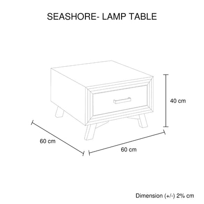 Lamp Table with 1 Storage Drawer Solid Wooden Frame in Silver Brush Colour